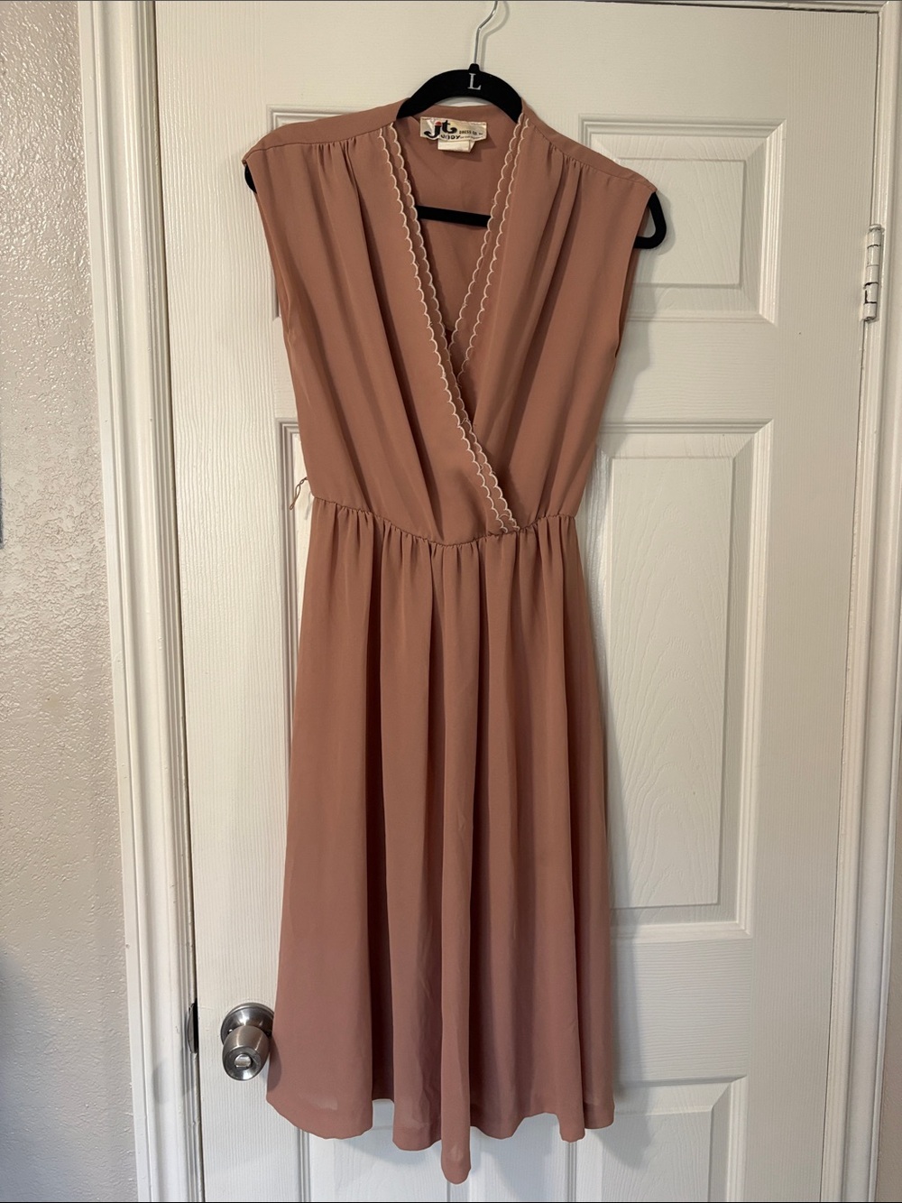 Vintage- 1970’s Scalloped Trim sheer dress